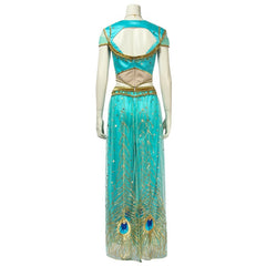 Halloweez Peacock Dress - Adult Princess Jasmine Cosplay Costume Inspired by Aladdin - Halloweez