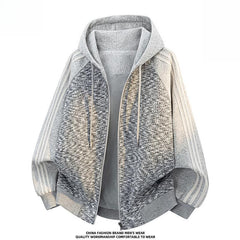 Men's American Color‑Block Zip Hooded Jacket,Fashion Autumn Street Outerwear Custom