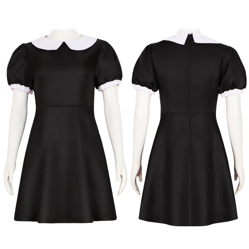 Adams Family Wednesday Addams Black Dress Cosplay Costume for Halloween - Halloweez
