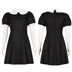 Adams Family Wednesday Addams Black Dress Cosplay Costume for Halloween - Halloweez