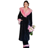 Leopard Print Contrast Color Flannel Robe Two-Piece Set: Cozy Winter Loungewear - Halloweez