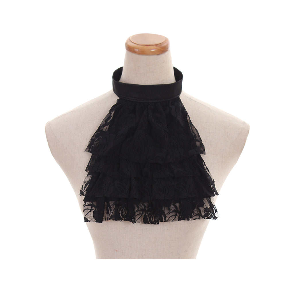 Elegant Victorian Style Black Lace Detachable Collar by Halloweez for Cosplay and Vintage Enthusiasts - Halloweez