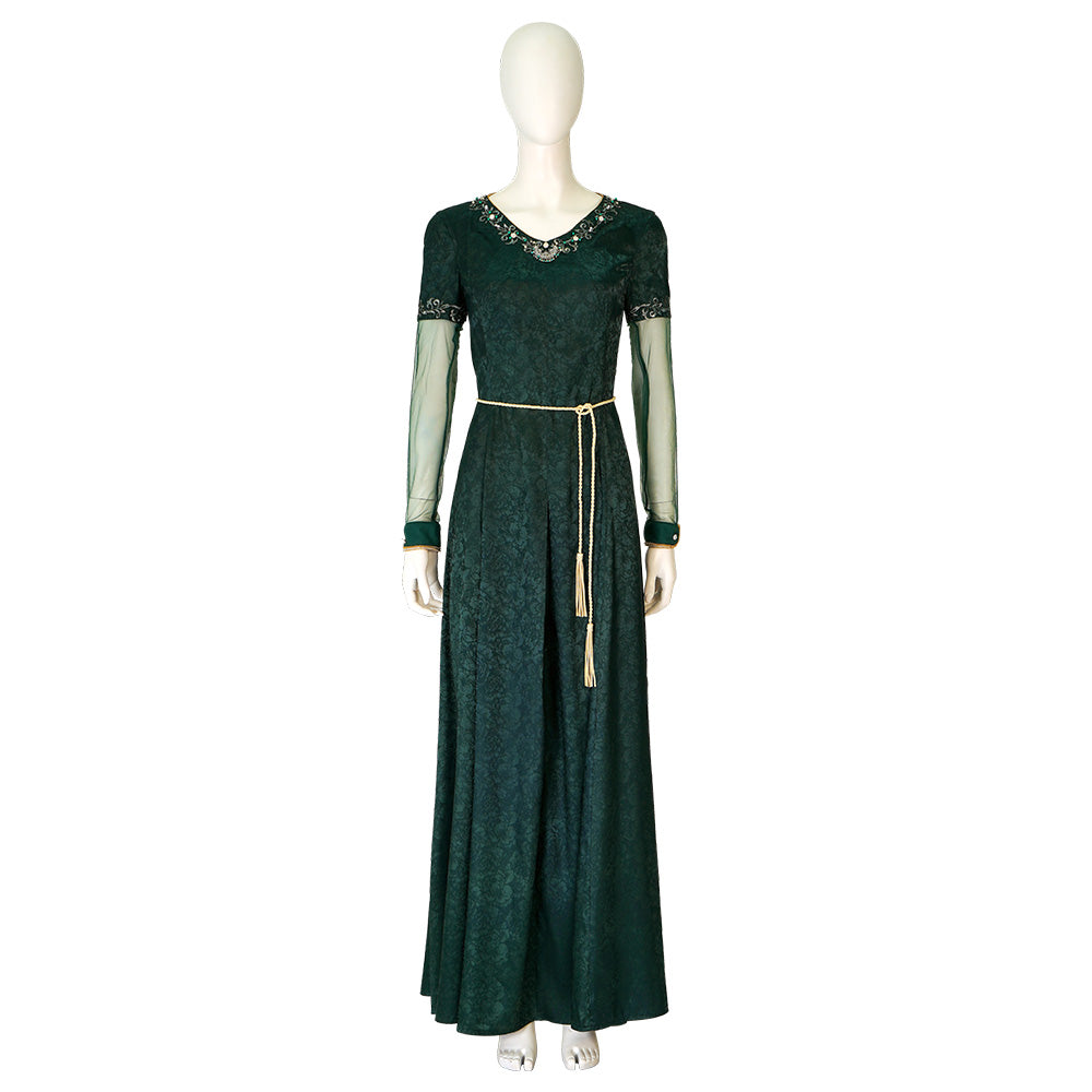 Halloweez House of The Dragon Alicent Hightower Cosplay Dress Green Cape Halloween Party Suit - Halloweez