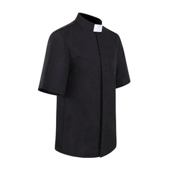 Halloween New Missionary Role Play Shirt Priest Father Cosplay Short Sleeve Black Shirt Spot - Halloweez
