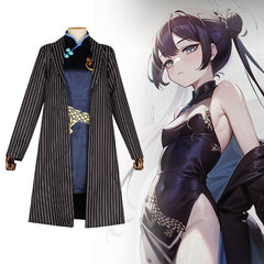 Blue Archive Hifumi Cosplay Costume - Blue Archive碧蓝档案蔚蓝cos服妃咲COSPLAY旗袍西裝外風衣服套裝 - Halloweez