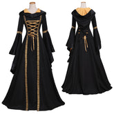 Women's Halloweez Renaissance Medieval Gothic Long Black Hooded Dress for Halloween Ball Gowns Costumes - Custom Made - Halloweez