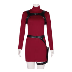 Ada Wong Red Long-Sleeved Dress Cosplay Costume for Resident Evil 4 Remake - Game Character Outfit - Halloweez