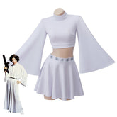 Star Wars Princess Leia White Dress Cosplay Costume - Movie Role Play Outfit - Halloweez