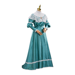 Victorian Off-Shoulder Green Dress Cosplay Costume – Elegant Anime Outfit for Conventions & Events - Halloweez