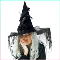 Halloween Witch Hat Flannel Witch Hat Twisted Witch Hat Pleated Witch Hat Halloween Party Prop - Halloweez