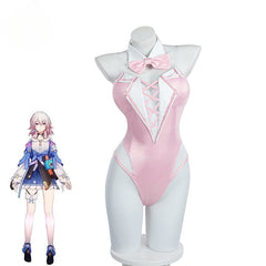 Halloweez March 7th Bunny Girl Costume - Honkai Star Rail Cosplay Sexy Pink Jumpsuit - Halloweez