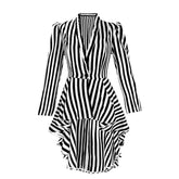 Medieval Steampunk Victorian Asymmetrical Striped Tailcoat Cosplay Costume - Halloweez