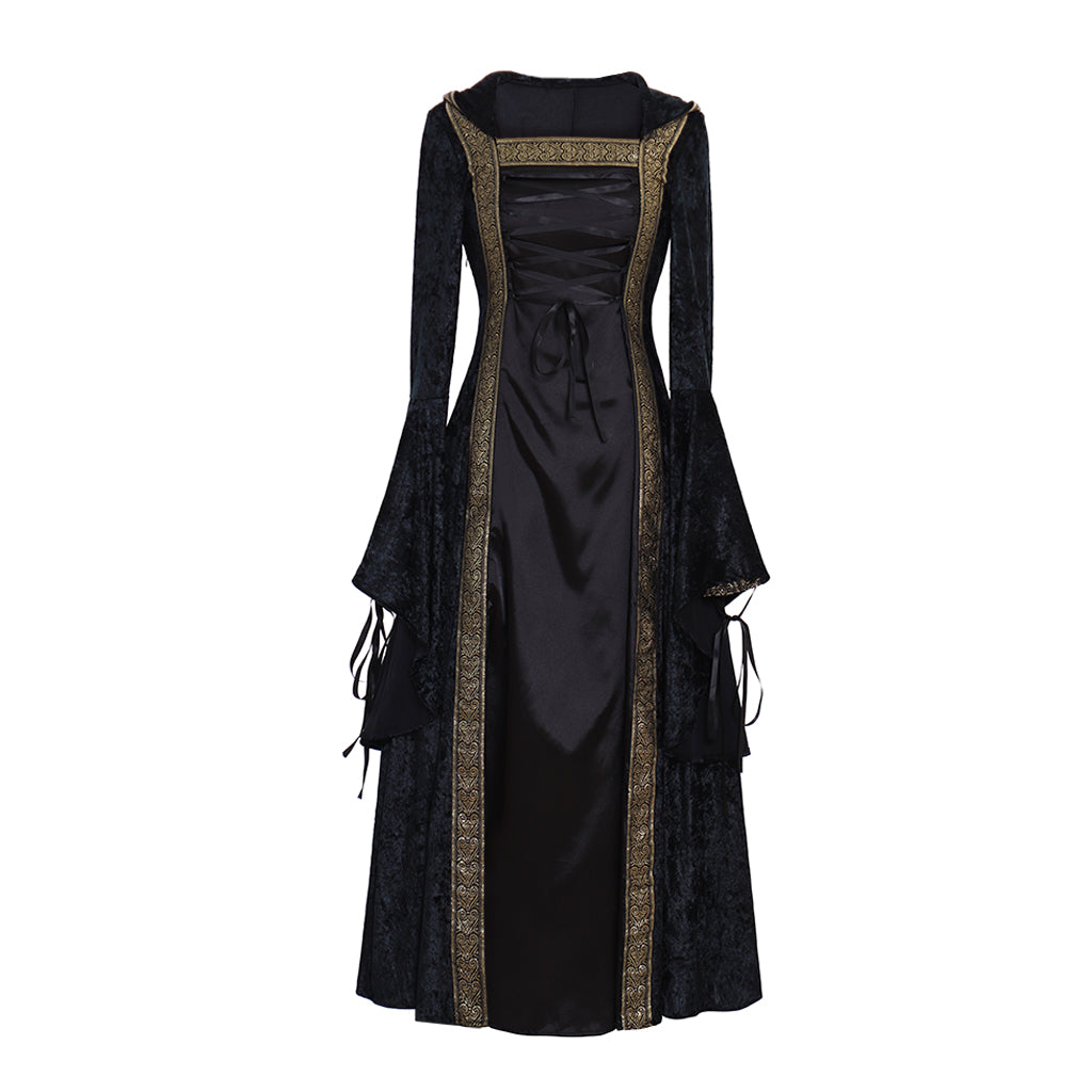 Elegant Medieval Renaissance Black Velvet Dress - Halloweez Custom Ball Gown - Halloweez