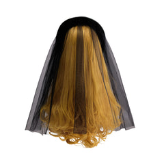 Blue Base Black Tulle Cape Tudor Hat - Halloweez