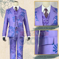 Halloweez Anime Cosplay Costume - Seishu Inui Uniform Coat with Purple Unicorn Kirin Design - 7Pcs Halloween Gift - Halloweez