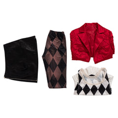 Halloweez Harley Quinn Joker 2 Cosplay Costume - Women's Red Coat & Leather Skirt Ensemble - Halloweez