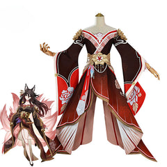 Halloweez Fugue Tingyun Cosplay Costume - Elegant Ancient Style Fox Tails Women's Dress for Halloween Carnival - Halloweez