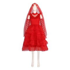 Beetlejuice Lydia Red Wedding Cosplay Costume Gothic Halloween Dress - Movie Beetlejuice Lydia Deetz - Halloweez