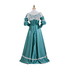 Victorian Off-Shoulder Green Dress Cosplay Costume – Elegant Anime Outfit for Conventions & Events - Halloweez