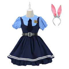 Zootopia 2 Officer Judy Hopps Cosplay Costume - Short Sleeve Dress Full Set Ready to Ship - Halloweez
