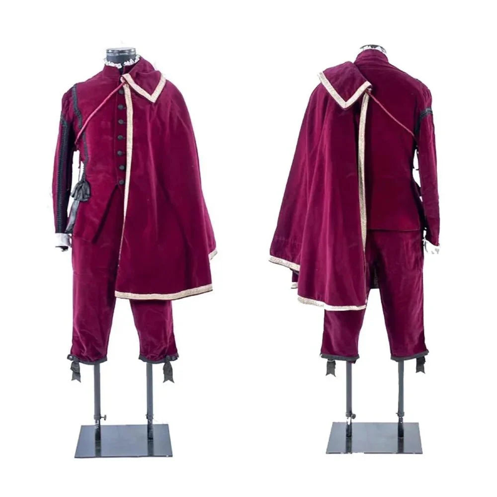 15th Century Renaissance Men's Tudor King Costume - Majestic Red Gown with Cloak | Halloweez Medieval Series - Halloweez