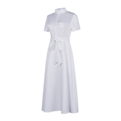 Shiori Oumi Cosplay Costume - The Girl I Want to Eat is Not Human Anime White Long Dress Stage Performance Outfit - Halloweez