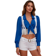 Sexy Blue Cheerleader Costume for Women - Two-Piece Halloween & Theme Party Outfit - Halloweez