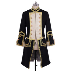 18th Century Colonial Military Uniform Costume - Men’s Black & Red Tailcoat Victorian Regency Outfit by Halloweez - Halloweez