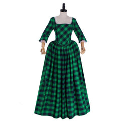 18th Century Inspired Marie Antoinette Rococo Gown - Green and Black Check with Lace - Halloweez