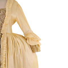 18th Century Inspired Rococo Apricot Dress - Deluxe Brocade Gown with Floral Bodice by Halloweez - Halloweez