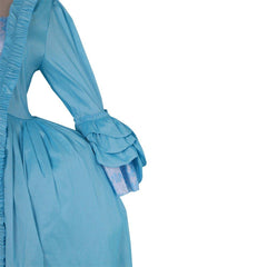 18th Century Inspired Rococo Azure Gown - Exquisite Embroidered Brocade Dress with Lace by Halloweez - Halloweez