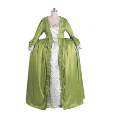 18th Century Rococo Green Apple Dress with Floral Chest - Medieval Elegance by Halloweez - Halloweez