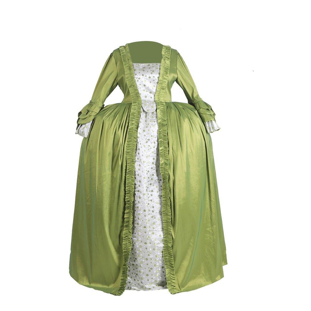 18th Century Rococo Green Apple Dress with Floral Chest - Medieval Elegance by Halloweez - Halloweez