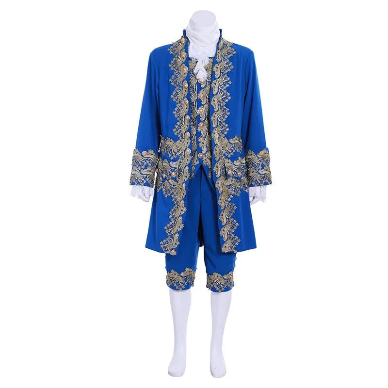 18th Century Rococo Men's Blue Court Suit - Exquisite Colonial British Costume for Reenactments & Cosplay by Halloweez - Halloweez