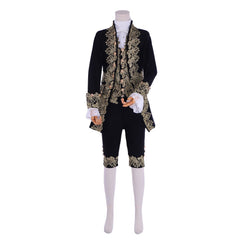 18th Century Rococo Mens Court Costume - Elegant Black Colonial Suit - Halloweez