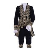 18th Century Rococo Mens Court Costume - Elegant Black Colonial Suit - Halloweez