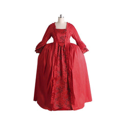 18th Century Inspired Rococo Red Dress with Lace - Elegant Halloweez Marie Antoinette Style - Halloweez