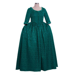 18th Century Inspired - Marie Antoinette Style Green Brocade Dress by Halloweez - Halloweez