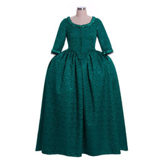 18th Century Inspired - Marie Antoinette Style Green Brocade Dress by Halloweez - Halloweez