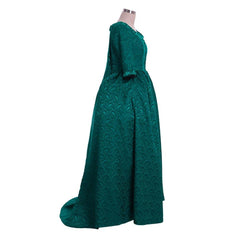 18th Century Inspired - Marie Antoinette Style Green Brocade Dress by Halloweez - Halloweez