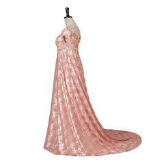 18th Century Women's High Waistline Pink Dress with Gloves - Exquisite Elegance for Special Events - Halloweez