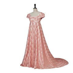 18th Century Women's High Waistline Pink Dress with Gloves - Exquisite Elegance for Special Events - Halloweez