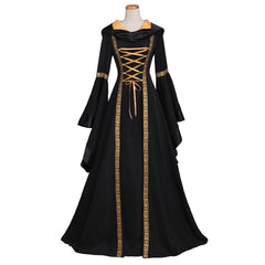 Women's Halloweez Renaissance Medieval Gothic Long Black Hooded Dress for Halloween Ball Gowns Costumes - Custom Made - Halloweez