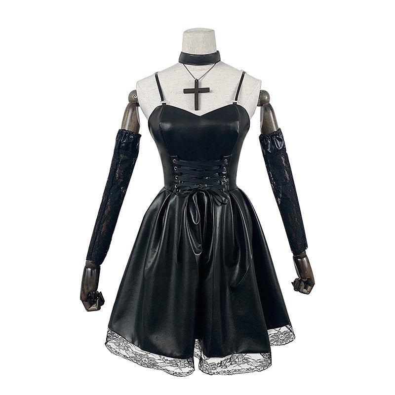 Death Note Misa Amane Black Suspender Skirt Halloween Lolita Dress Set - Cosplay Costume - Halloweez