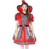 Queen of Hearts Cosplay Costume Alice in Wonderland Halloween Dress - Halloweez
