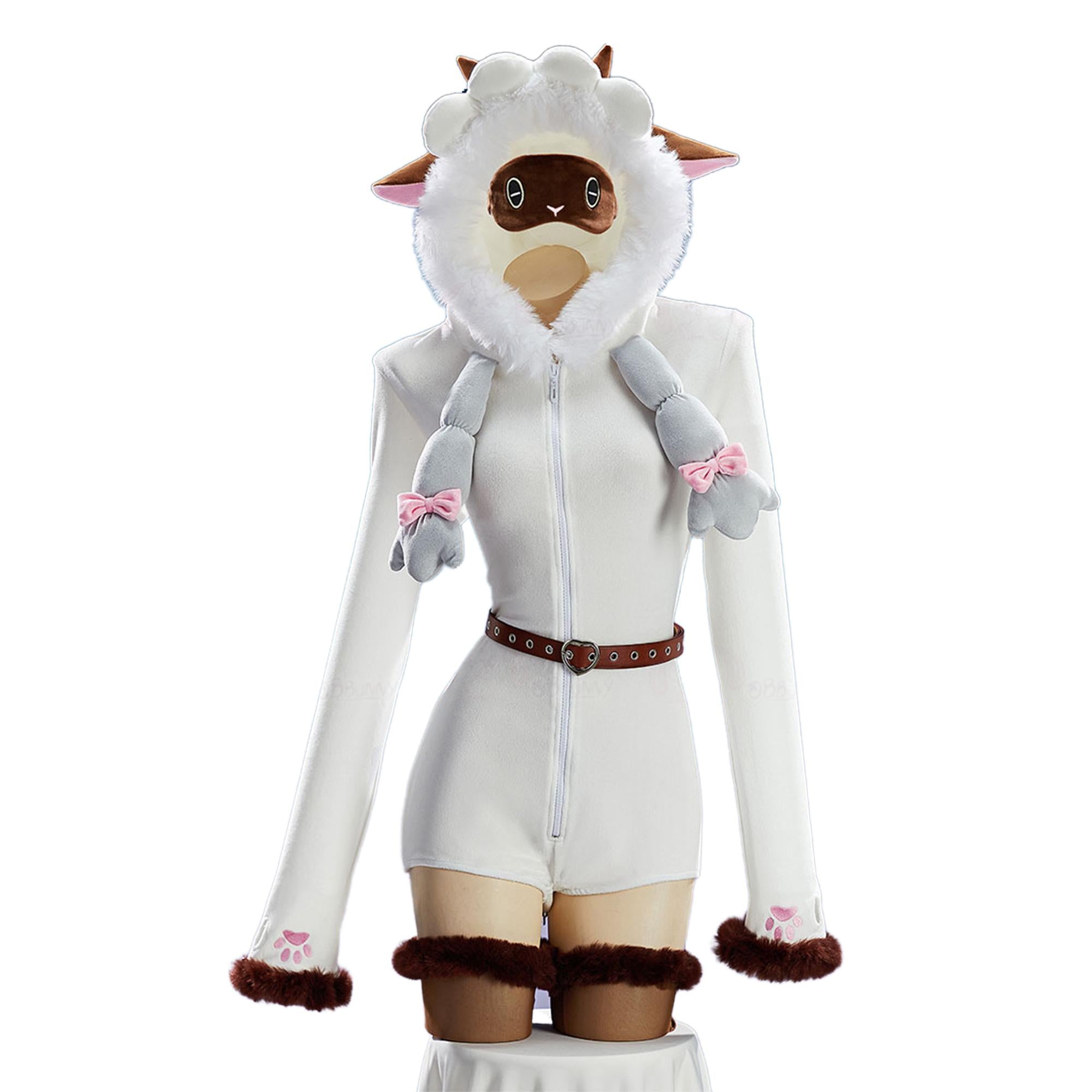 Official Pokémon Wooloo Cute Plush Home Cosplay Onesie Jumpsuit for Women - Halloweez