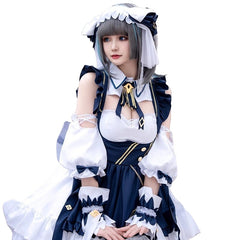 Azur Lane Heavy Cruiser Cheshire Cosplay Costume Full Set Cat Maid Outfit - Halloweez