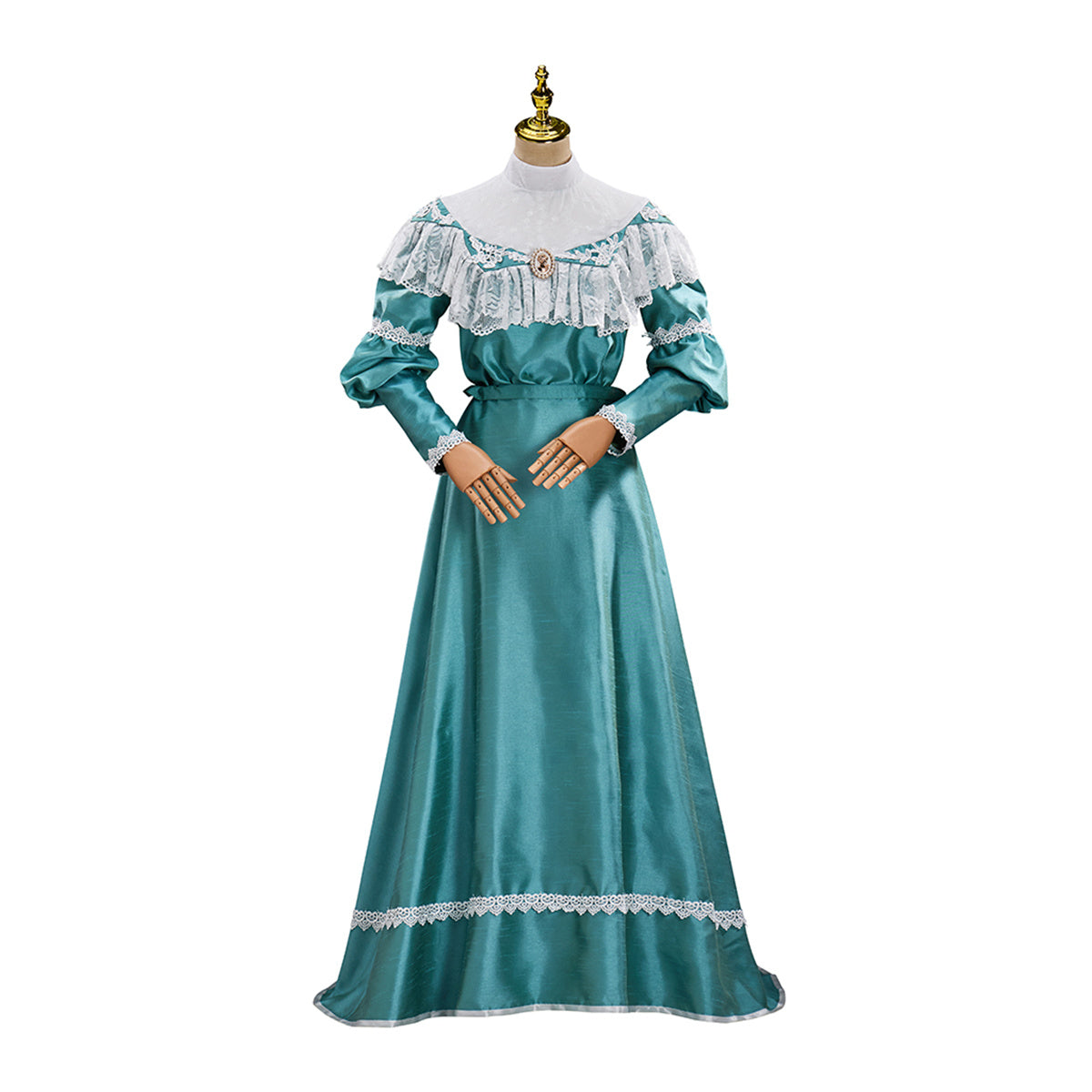 Victorian Off-Shoulder Green Dress Cosplay Costume – Elegant Anime Outfit for Conventions & Events - Halloweez