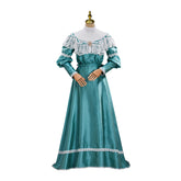 Victorian Off-Shoulder Green Dress Cosplay Costume – Elegant Anime Outfit for Conventions & Events - Halloweez