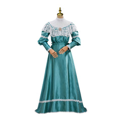 Victorian Off-Shoulder Green Dress Cosplay Costume – Elegant Anime Outfit for Conventions & Events - Halloweez